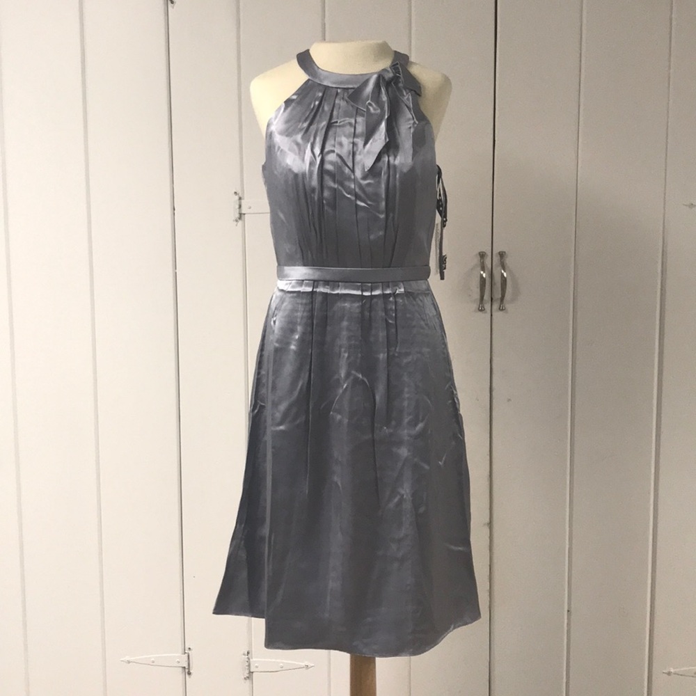 Silver Grey Silky Satin Dress